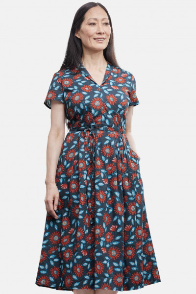 Seasalt Cornwall Top Terrace Dress Damen Kleid Woodcut Sunflower Night Blumen Seasalt Cornwall Top Terrace Dress Damen Kleid Woodcut Sunflower Night Blumen