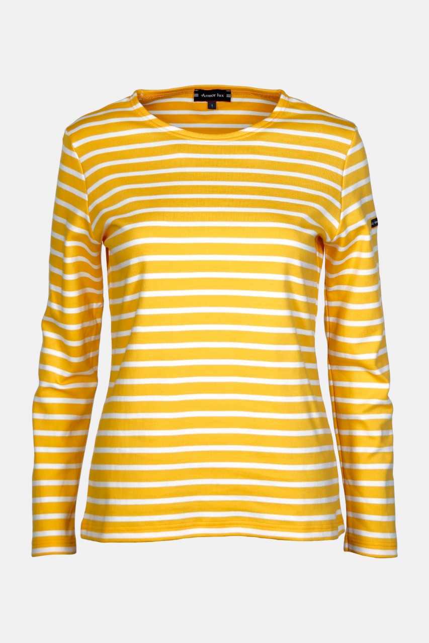 Armor Lux Lesconil Damen Streifenshirt Mango Gelb Weiß
