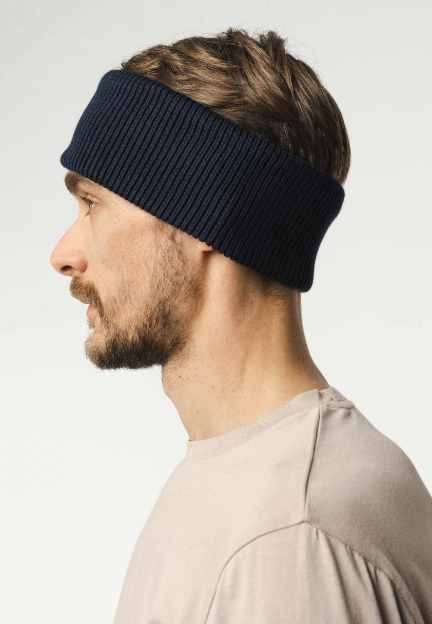 MELA KIRON Stirnband Dunkelblau Rippstrick