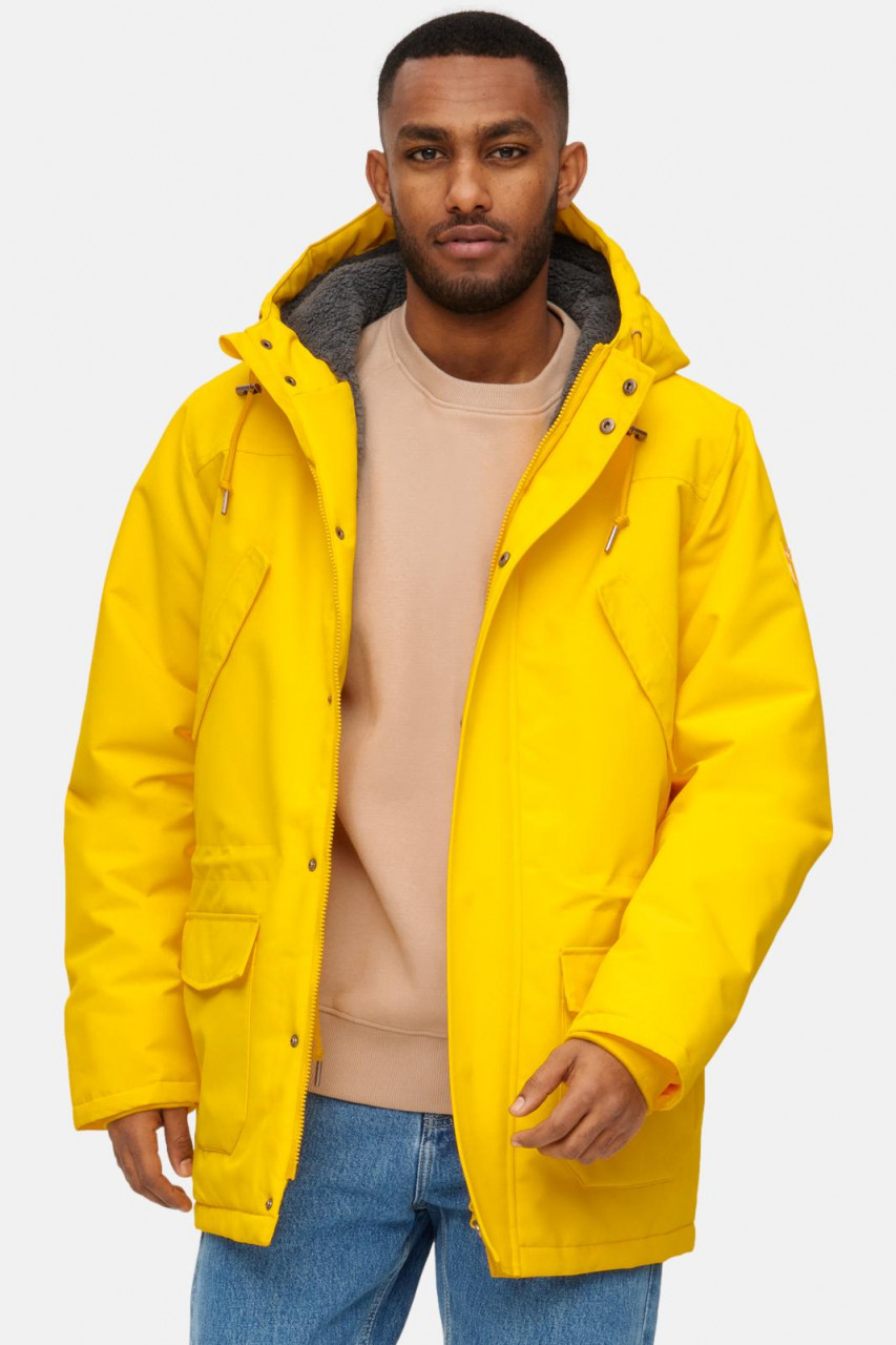 Derbe Winterjacke Festholm Herren Gelb Warm Gefüttert
