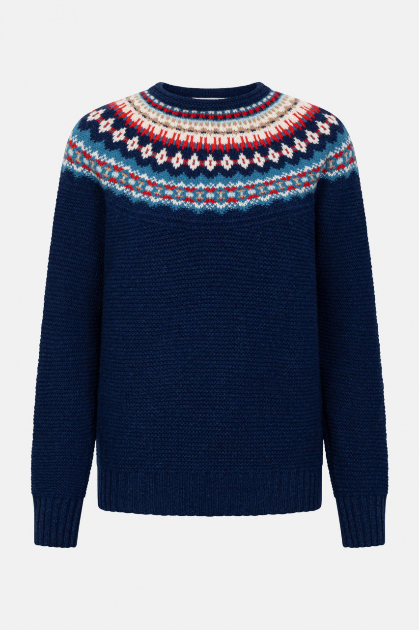 ERIBÉ Pullover Stoneybrek Damen Blau Rot Fairisle