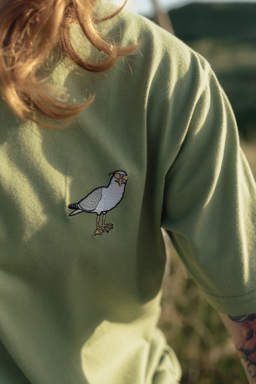 LAKOR T-Shirt Sunglass Seagull Herren Oliv Grün Möwe