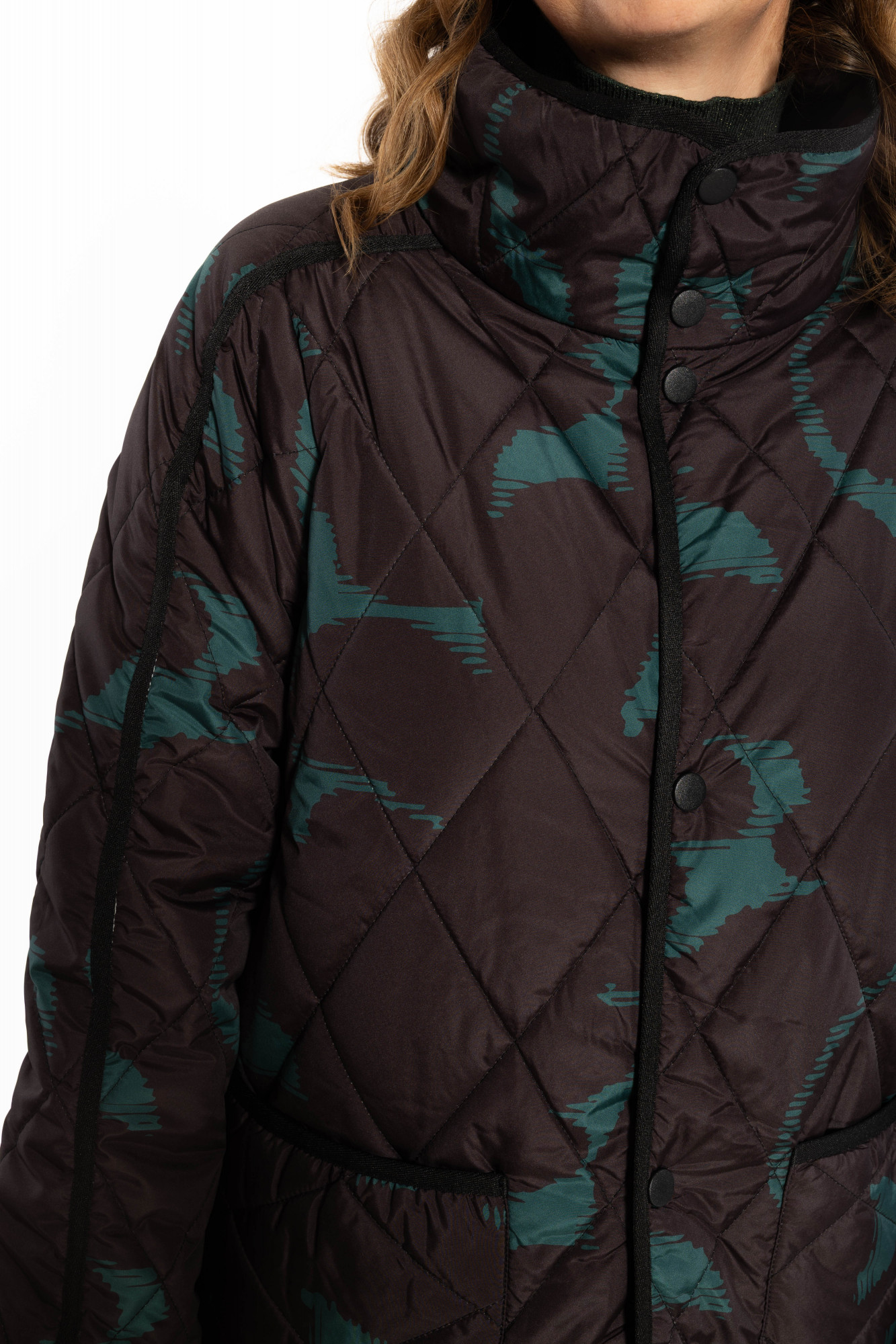 Danefae Übergangsjacke Danecherry Damen Schwarz Petrol Floral Steppjacke