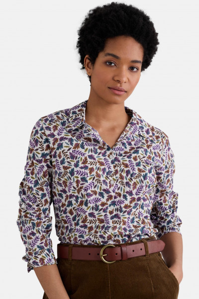 Seasalt Cornwall Bluse Larissa Damen Weiß Grün Lila Blätter Herbst Seasalt Cornwall Bluse Larissa Damen Weiß Grün Lila Blätter Herbst