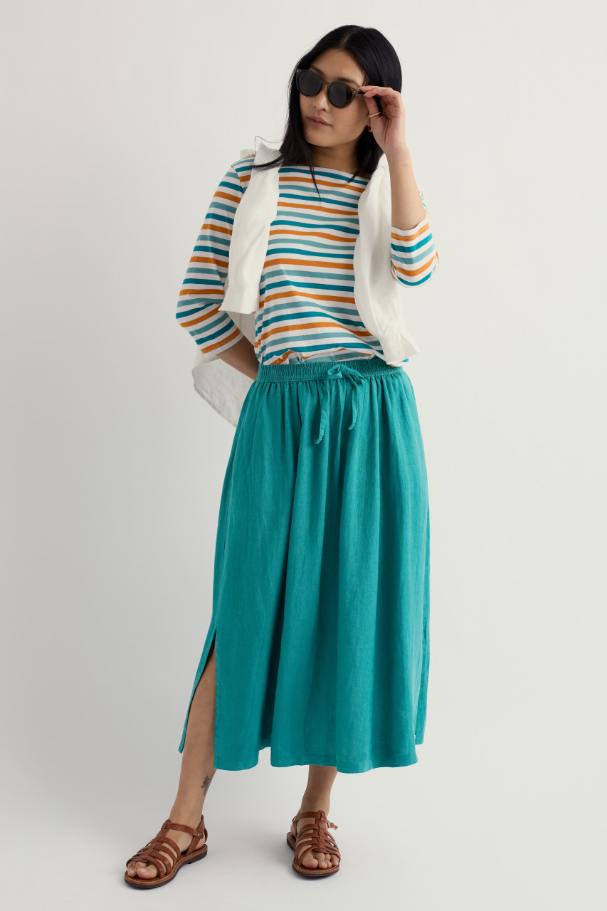 Seasalt Cornwall Streifenshirt Sailor Damen Türkis Orange Weiß GOTS