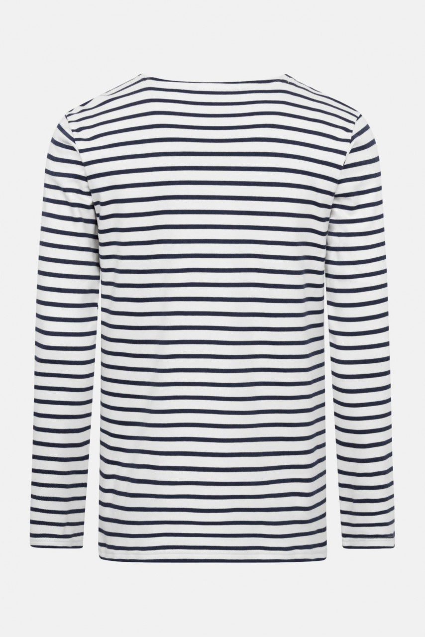 Hanseheld Streifenshirt Herren Natur-Marine Langarm Weiß Blau GOTS Organic