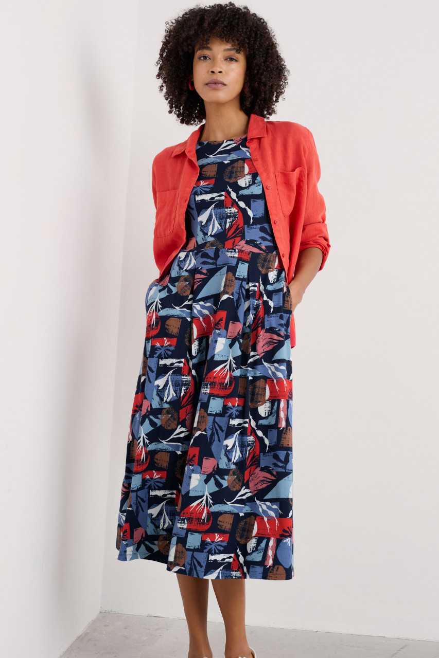 Seasalt Kleid Wild Bouquet Damen Blau Muscheln Grafisch