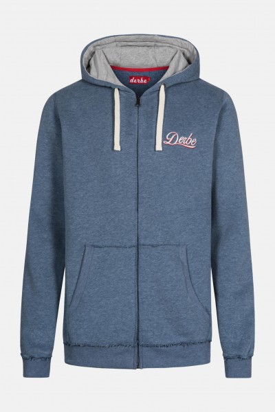 Derbe Herren Sweatjacke Ryan Zip Navy Melange Blau