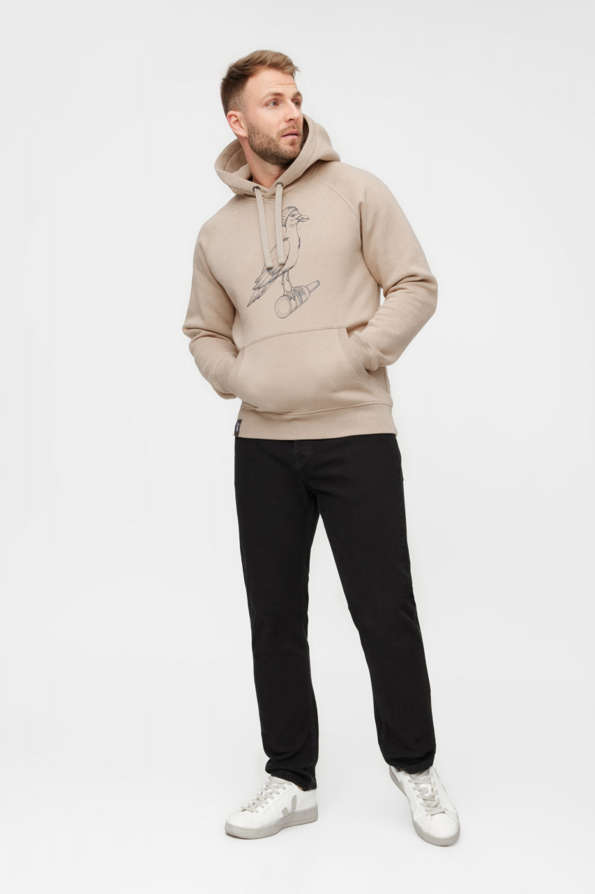 Derbe Hoodie Sturmmöwe Mono Herren Beige Kapuzenpullover GOTS