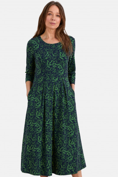 Seasalt Cornwall Veronica Damen Kleid Blau Grün Blätter Erbsen GOTS Organic