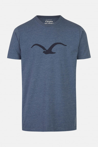 Cleptomanicx Herren T-Shirt Möwe Heather Blue Blau Meliert Baumwolle Nachhaltig