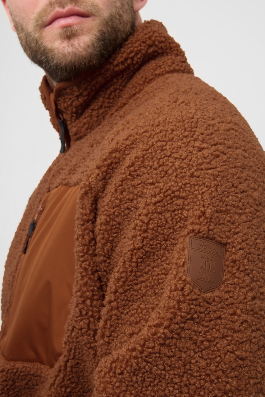 Derbe Herren Fleecejacke Kuschelby Pocket Braun Teddy
