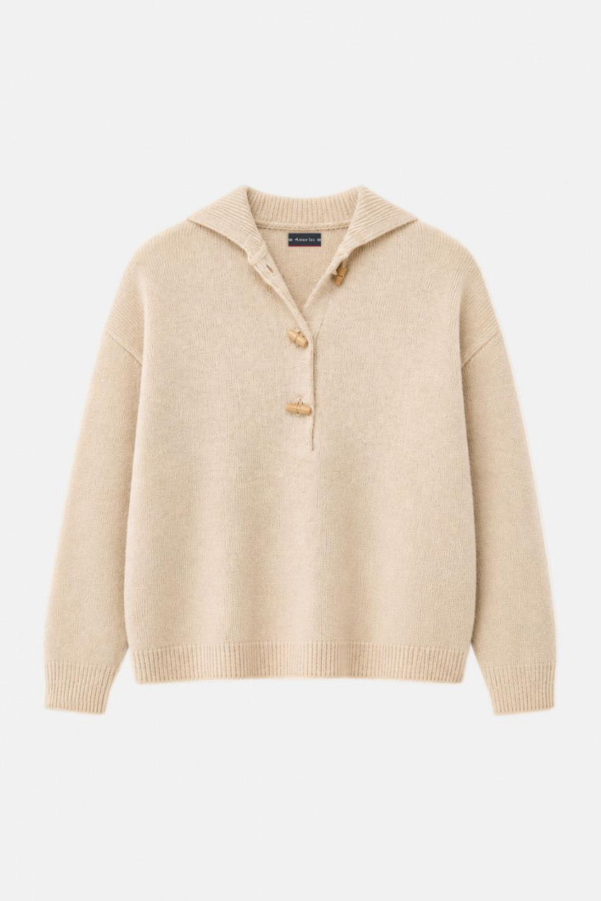 Armor Lux Pullover Pull Vareuse Damen Troyer Beige Irish Cream Matrosenkragen