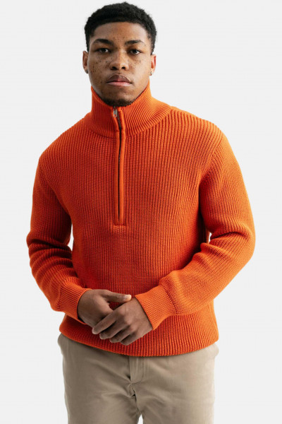 MELA Rippstrick Troyer UDAI Herren Pullover Orange Baumwolle Nachhaltig
