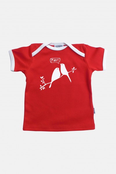 Kinder-T-Shirt rot-weiß Motiv Piep