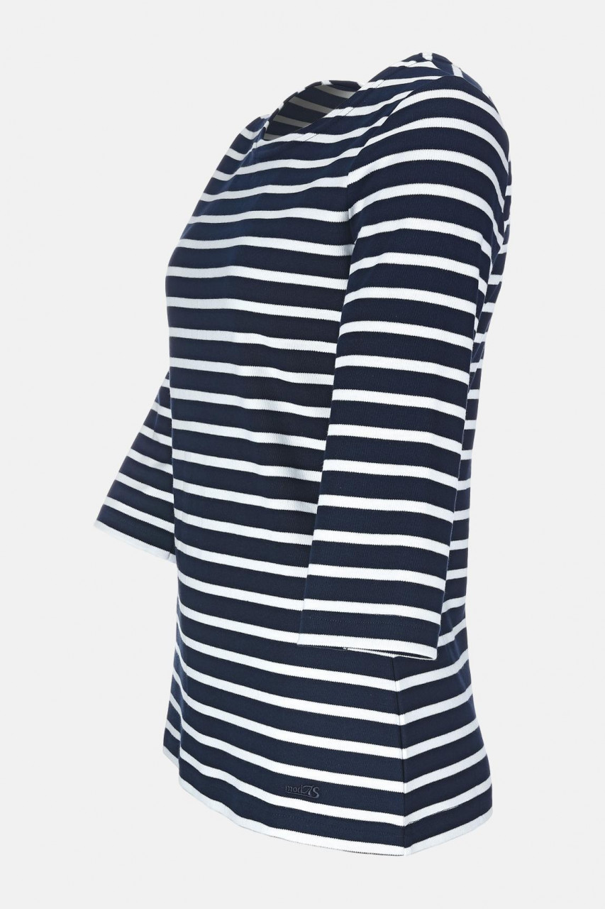 Streifenshirt Damen 3/4-Arm Blau-Weiß Gestreift Ringelshirt