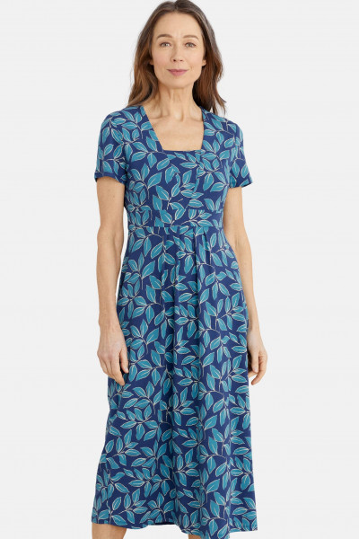 Seasalt Cornwall Seed Packet Dress Damen Kleid Sketch Leaf Yacht Blätter Blau