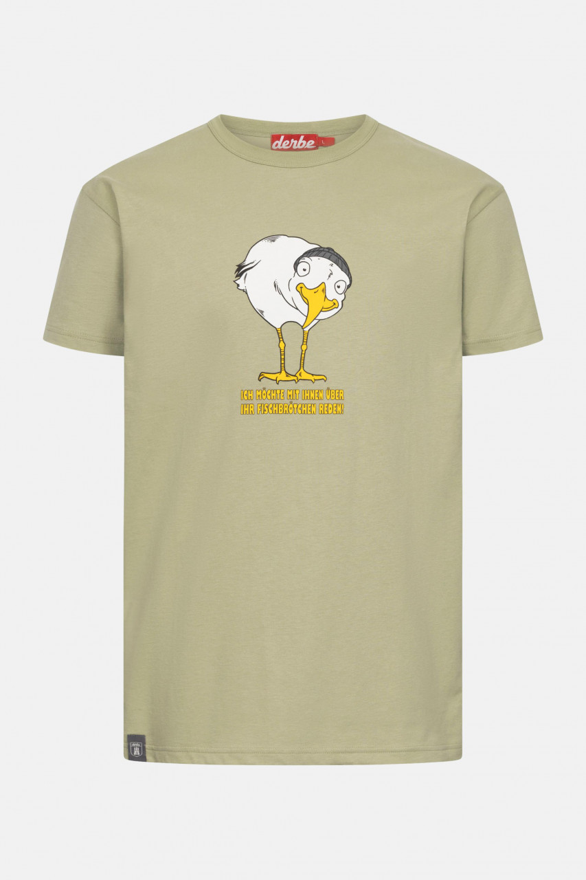 Derbe T-Shirt Brötchenmöwe Herren Hellgrün GOTS Organic