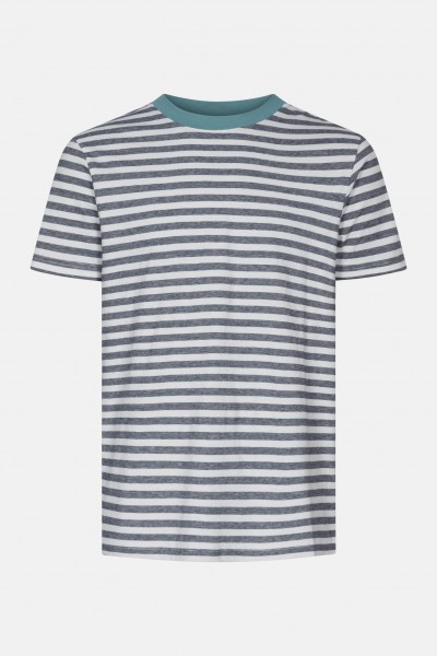 MELA Avan Herren T-Shirt Thin Stripes Gestreift Schwarz Weiß Türkis MELA Avan Herren T-Shirt Thin Stripes Gestreift Schwarz Weiß Türkis