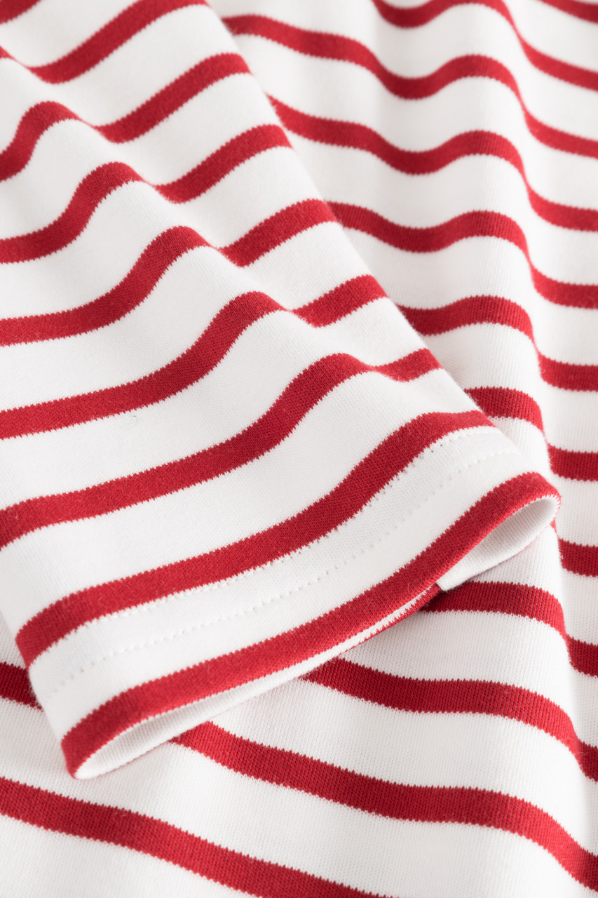 Hanseheld Streifenshirt Damen Natur-Rot Langarm Weiß Rot GOTS Organic