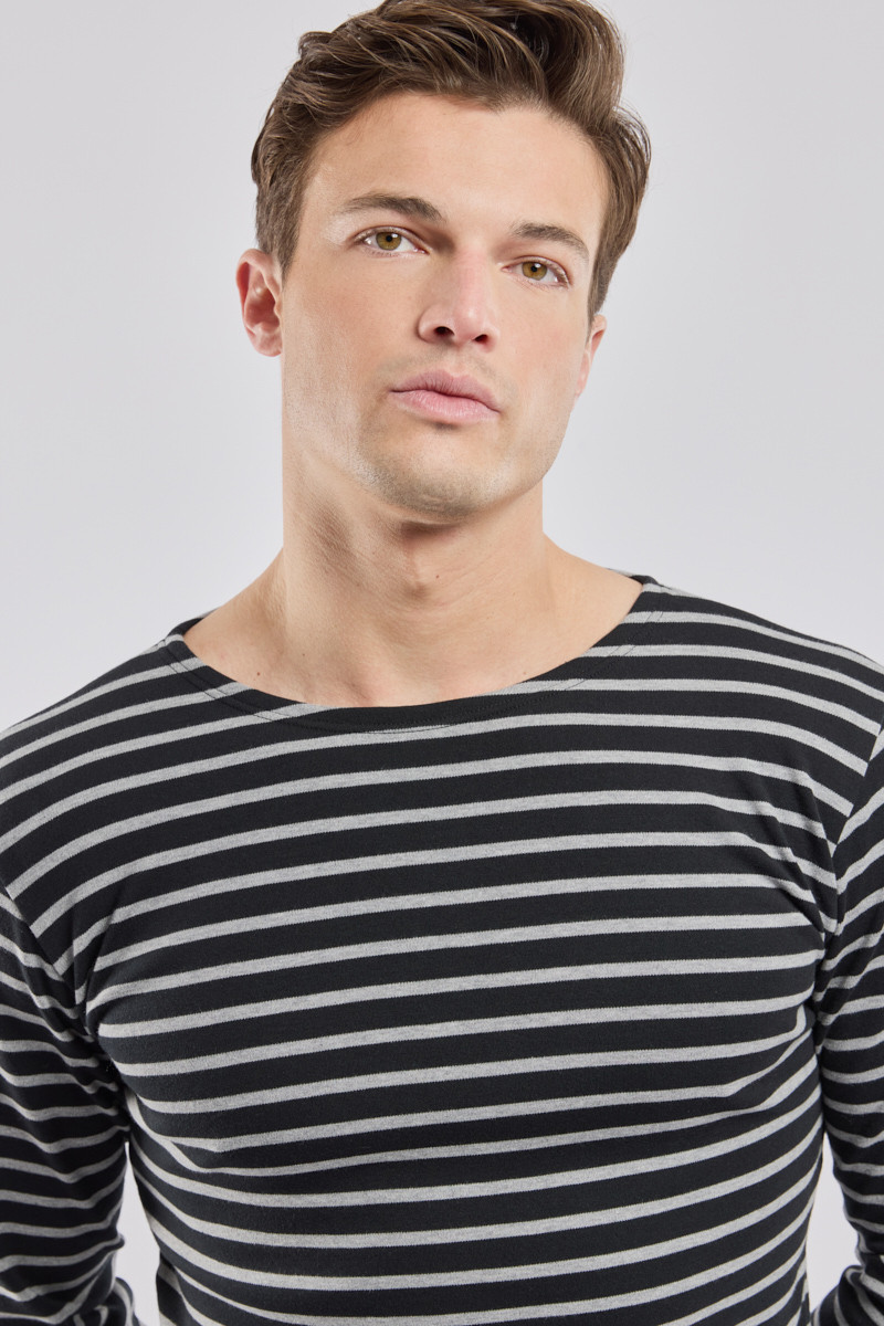 Armor Lux Streifenshirt Schwarz Grau Gestreift Herren Mariniere