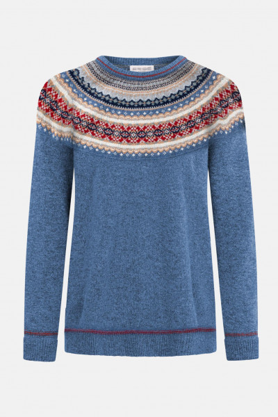 ERIBÉ Alpine Breeze Damen Blau Rot Pullover Fairisle