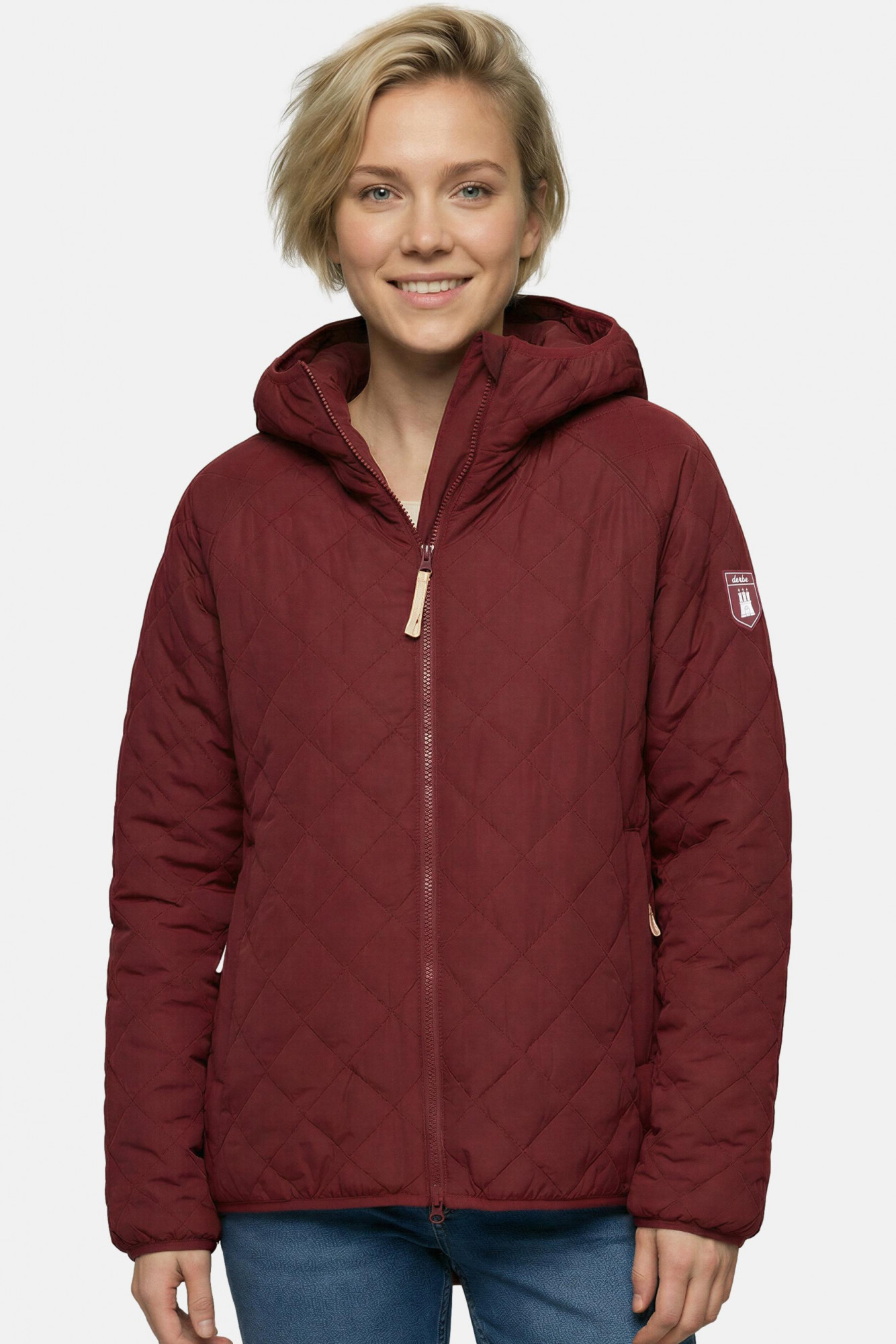 Derbe Übergangsjacke Quiltby Short Damen Rot Bordeaux Steppjacke