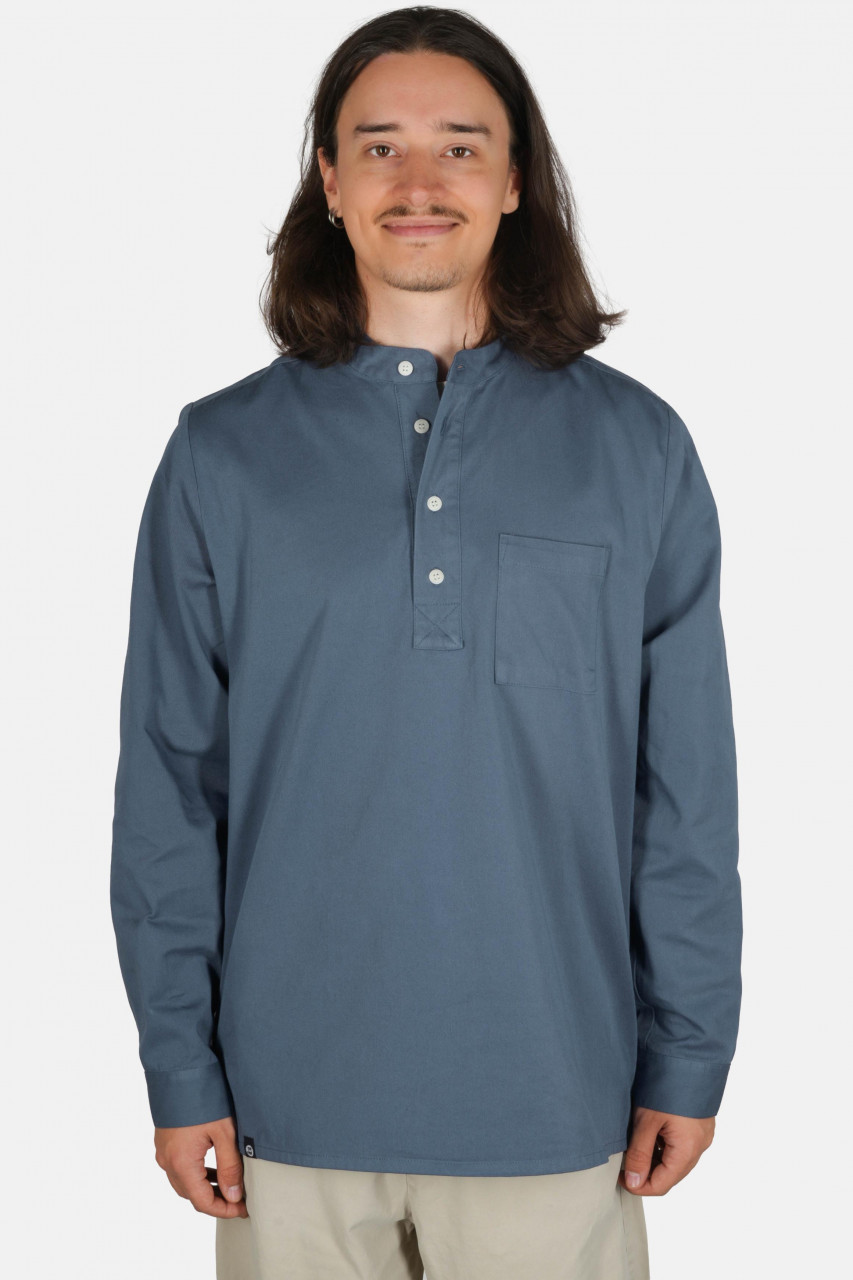 Hanseheld Fischerhemd Jeans Blau Uni GOTS Organic
