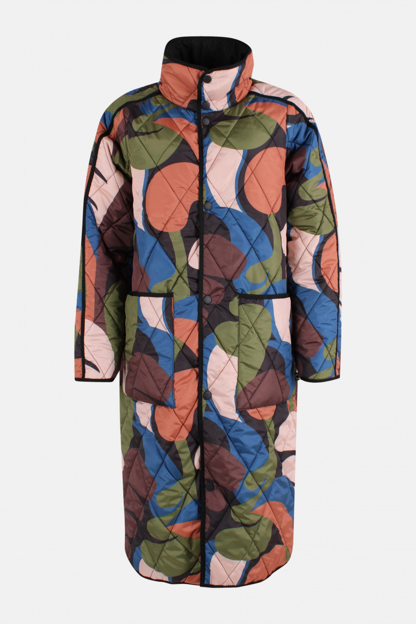 Danefae Übergangsjacke Danecherry Damen Oliv Grün Orange Steppjacke Patchwork Floral