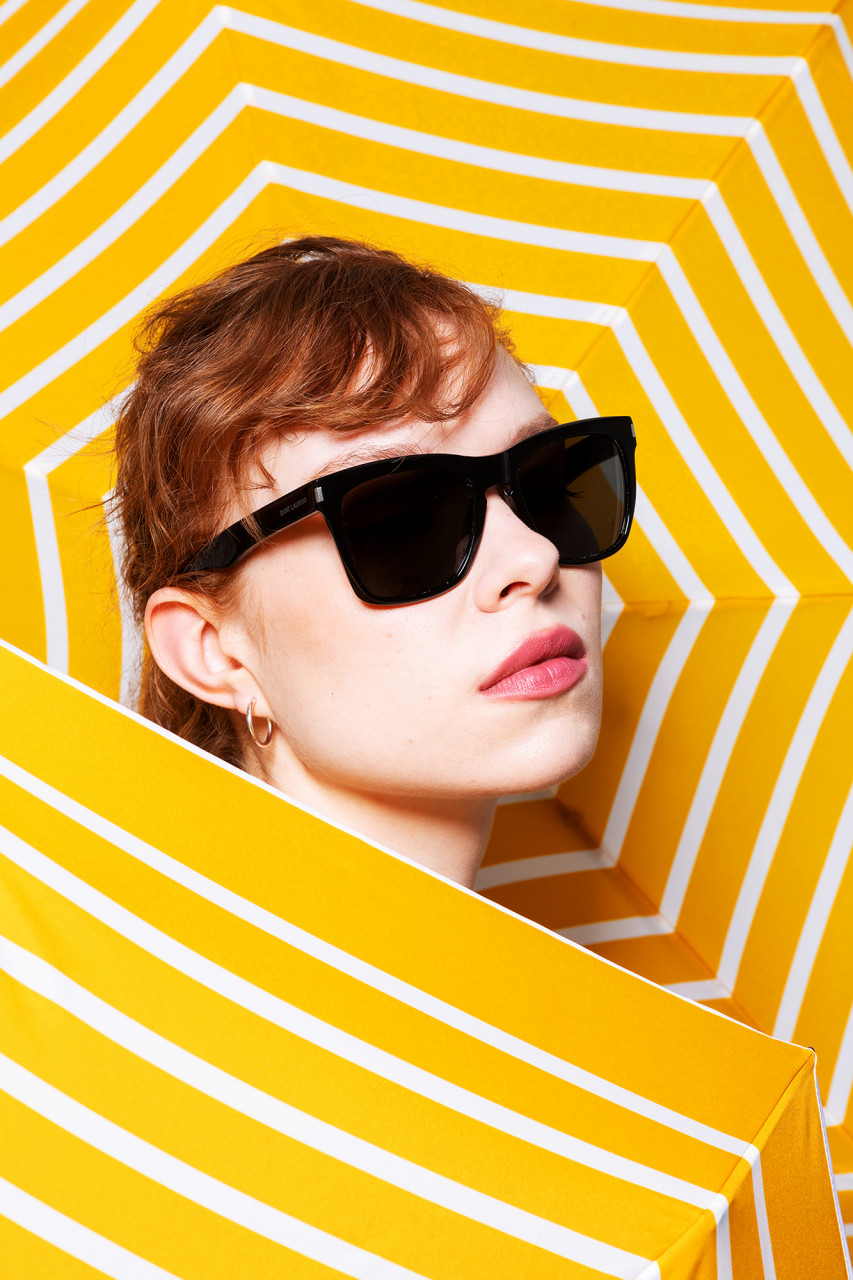 ANATOLE Regenschirm Gabin Gelb Weiß Gestreift