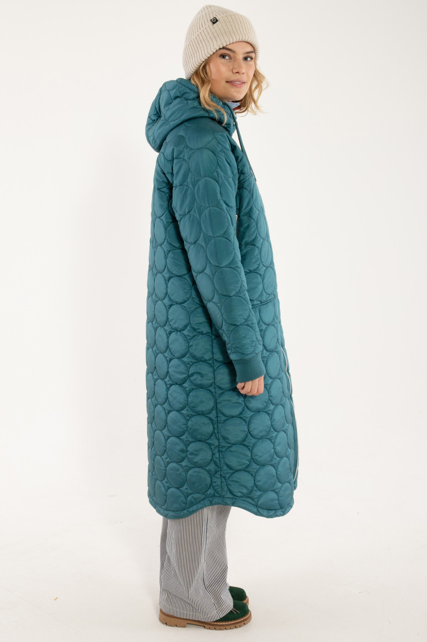 Danefae Steppmantel Danedrama Damen Petrol Thermojacke Lang
