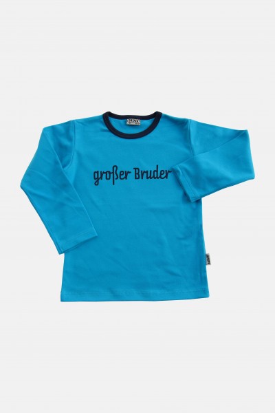 Shirt lang türkis-navy Flock-Aufdruck großer Bruder