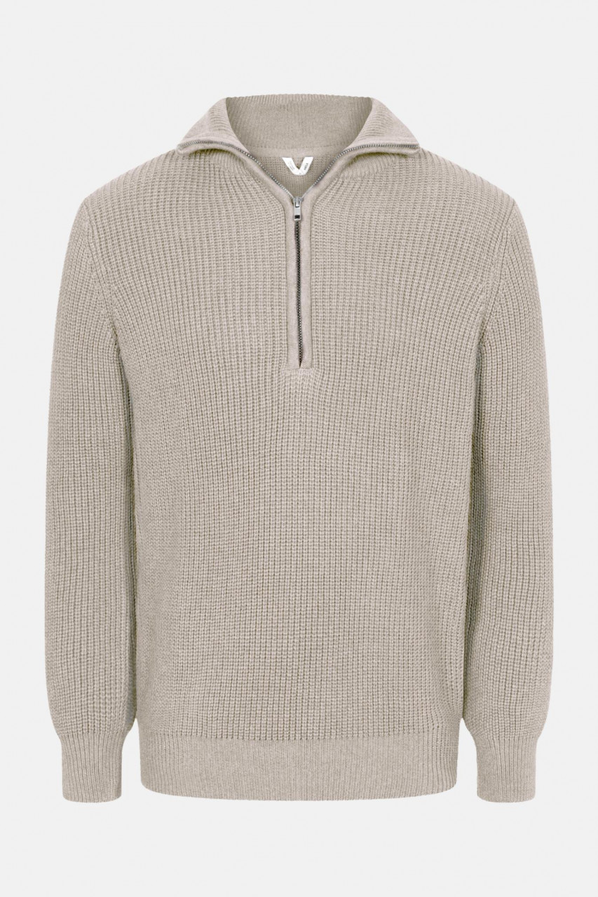 MELA Troyer UDAI Herren Pullover Beige Meliert Baumwolle GOTS Organic