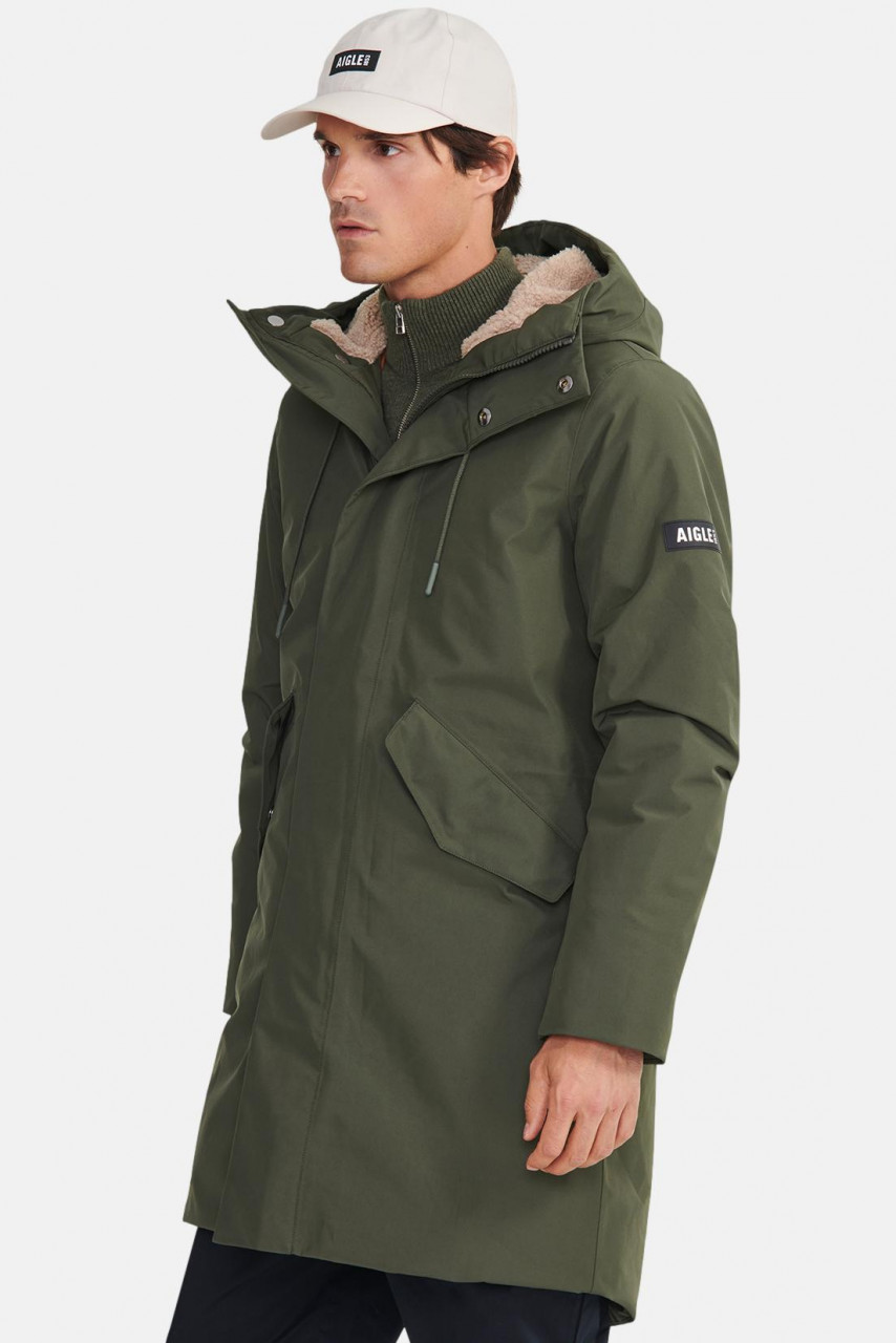 Aigle Winterjacke Herren Oliv Grün Parka 2-lagig