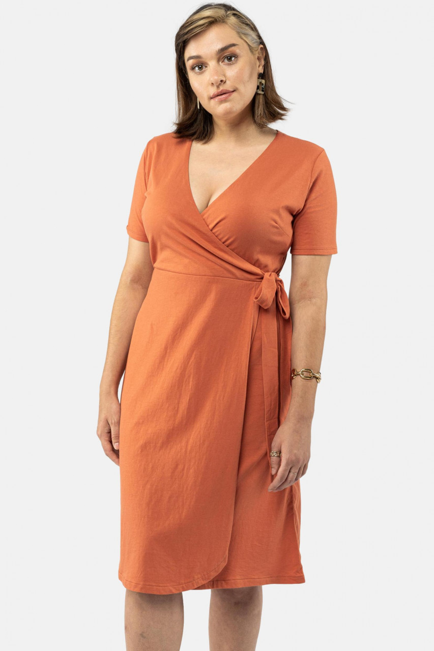MELA Mohana Damen Jersey Kleid Terracotta Orange