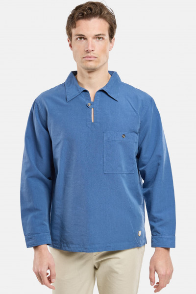 Armor Lux Leinenhemd Fischerhemd Vareuse Leinen Blau Heritage
