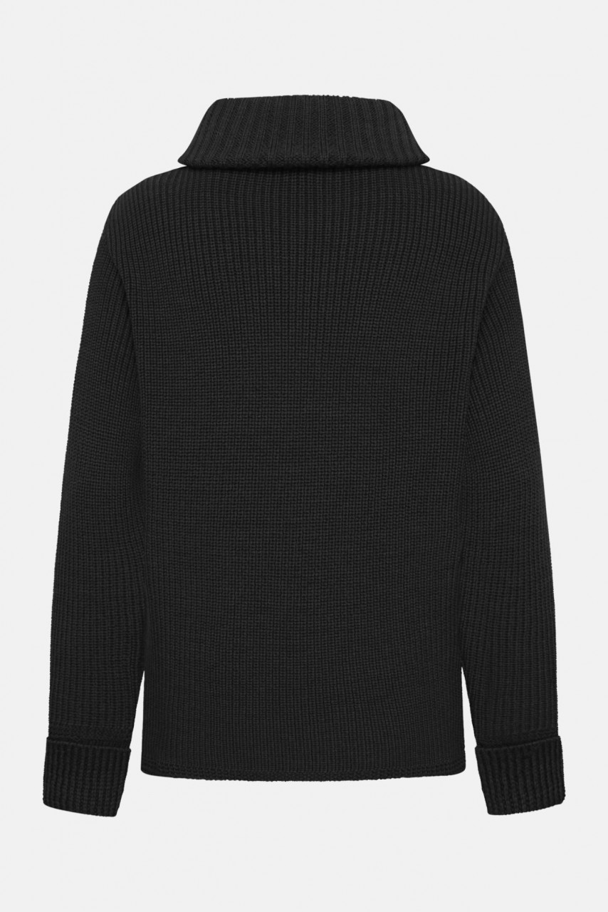 Damen Troyer Merino Wolle Schwarz GOTS