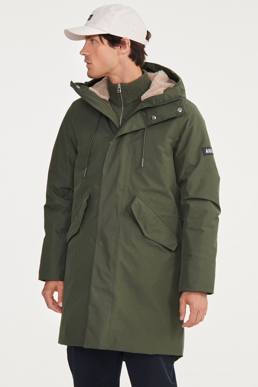Aigle Winterjacke Herren Oliv Grün Parka 2-lagig