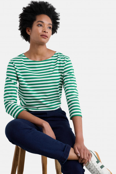 Seasalt Streifenshirt Sailor Top Damen Grün Weiß GOTS Organic