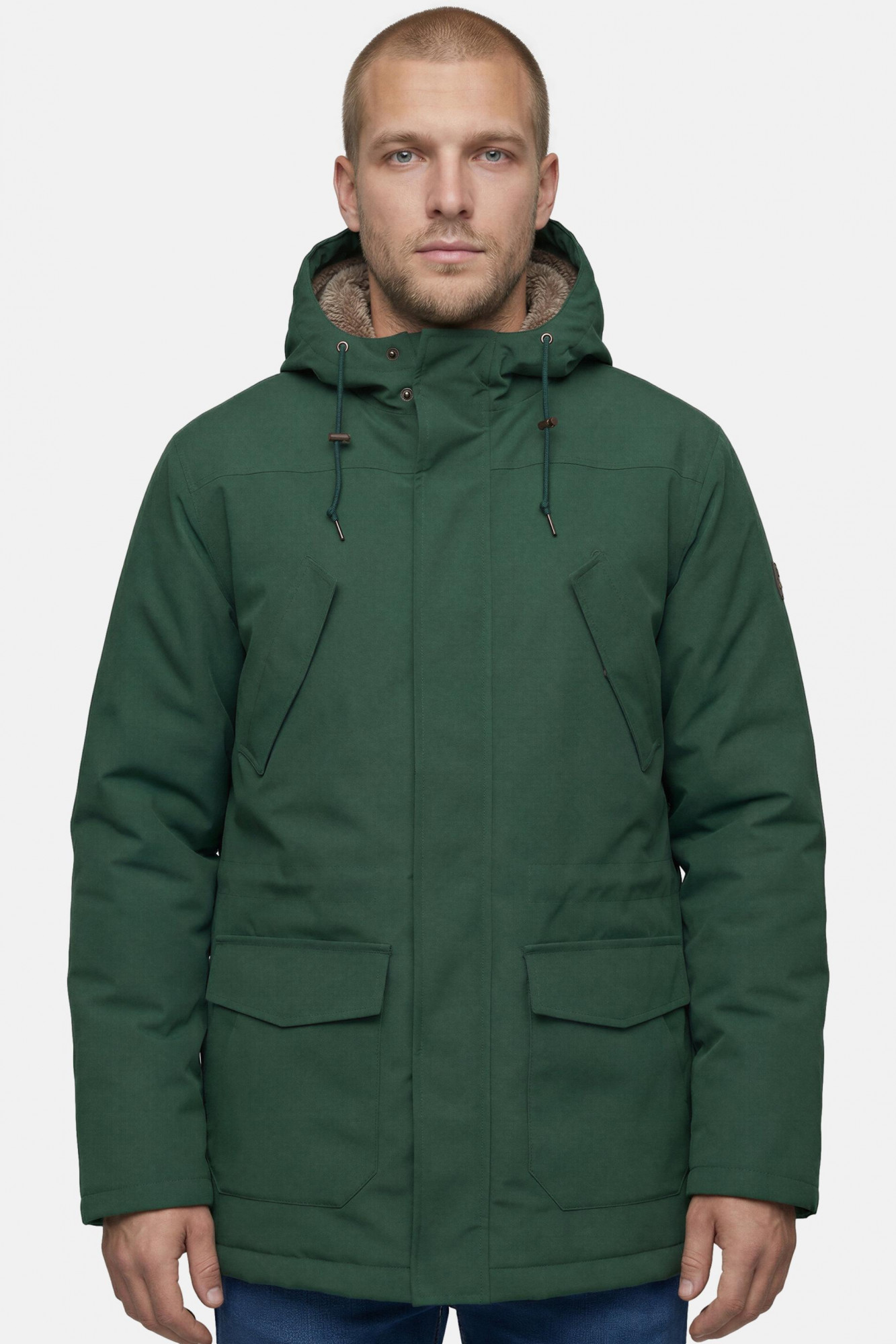Derbe Winterjacke Festholm Herren Grün Warm Gefüttert