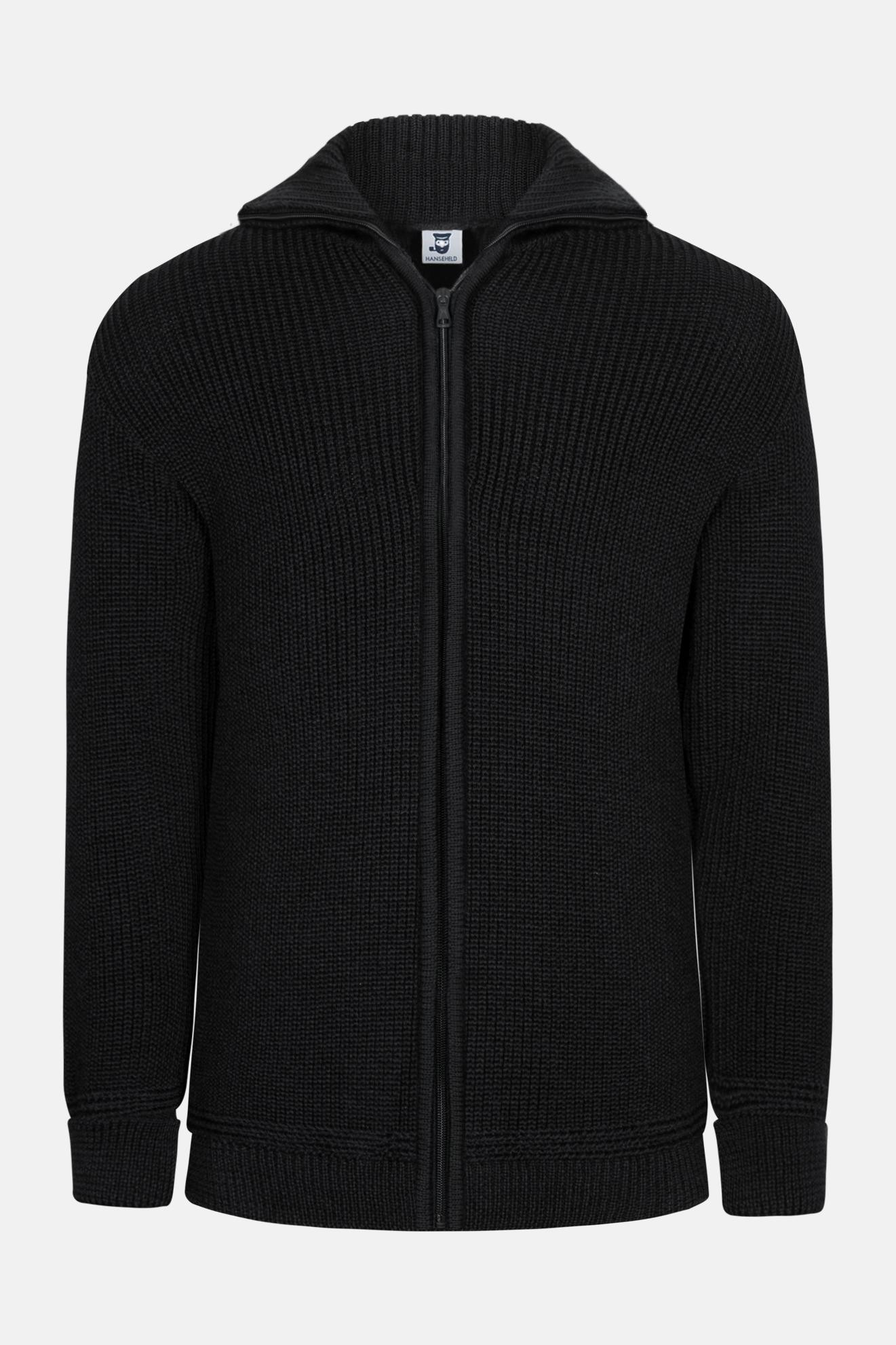 Troyer Strickjacke Hanseheld Wolle Herren Schwarz
