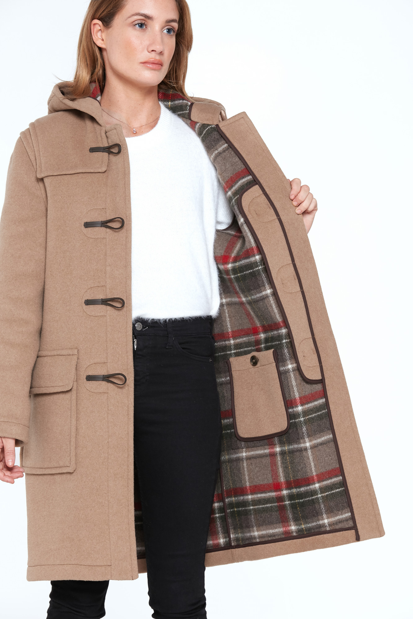 London Tradition Damen Dufflecoat Emily Camel Beige Wollmantel