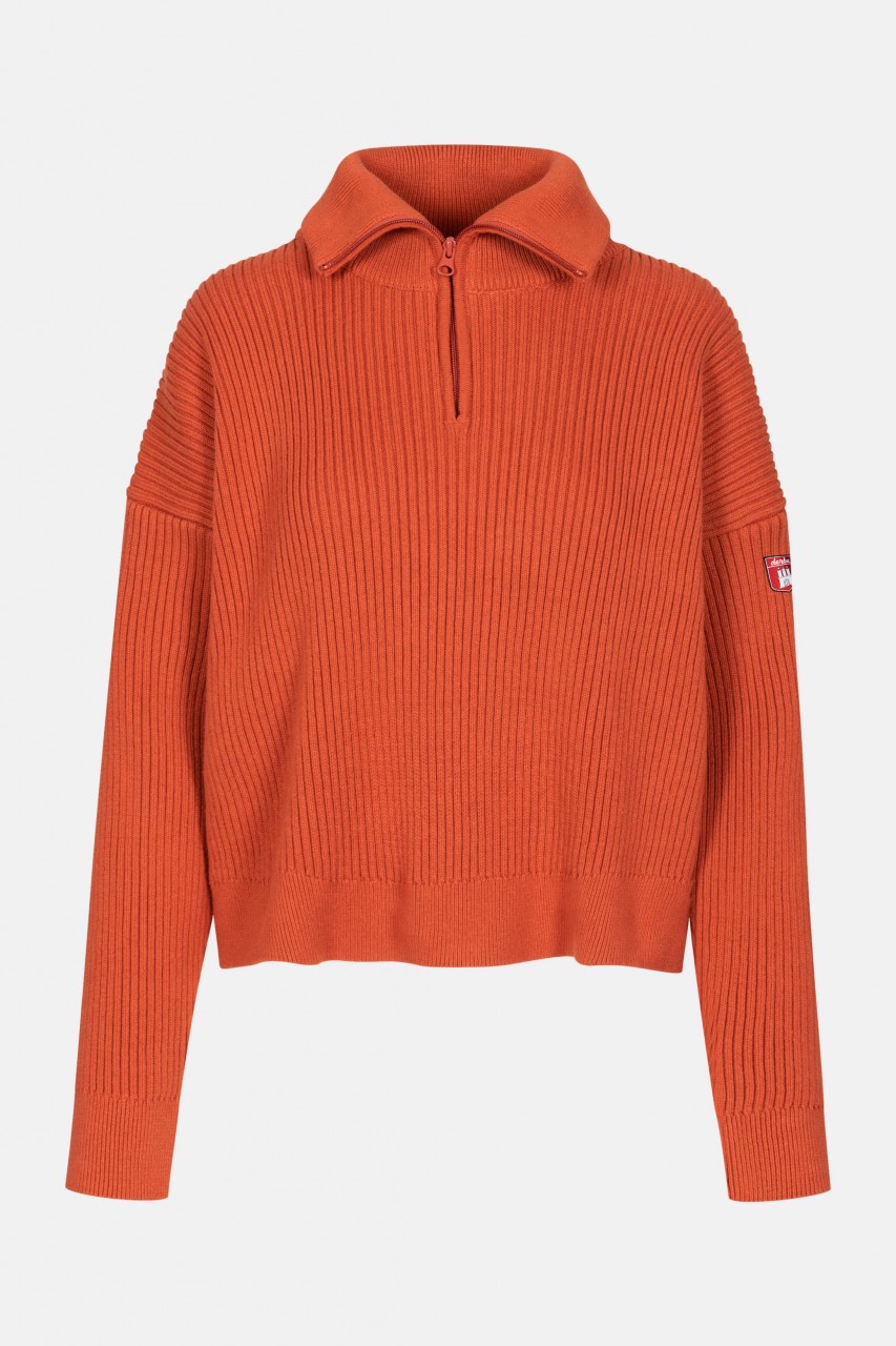 Derbe Damen Troyer Gots Organic Pullover Burnt Ochre Rostrot