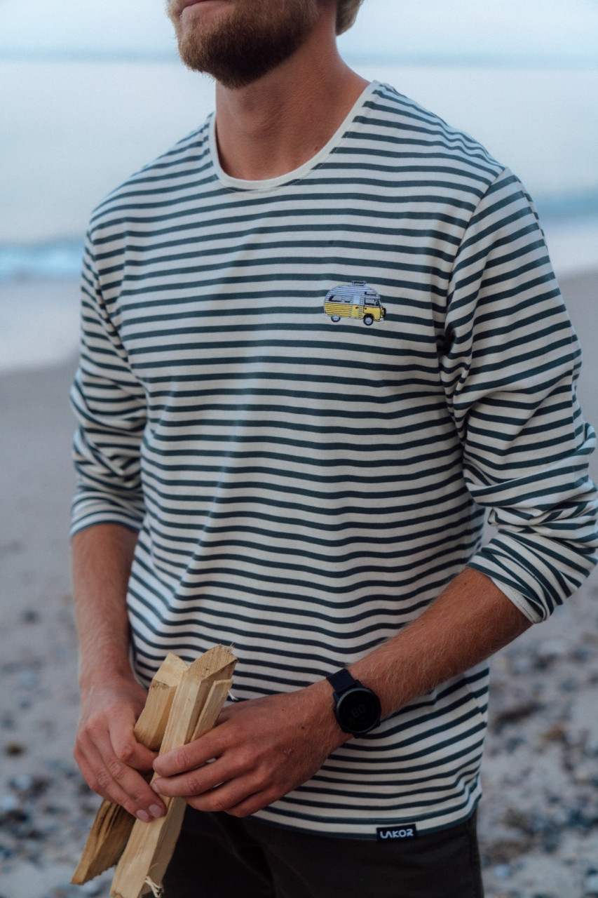 LAKOR Streifenshirt Mini Sun Camper Herren Grau Weiß Wohnmobil