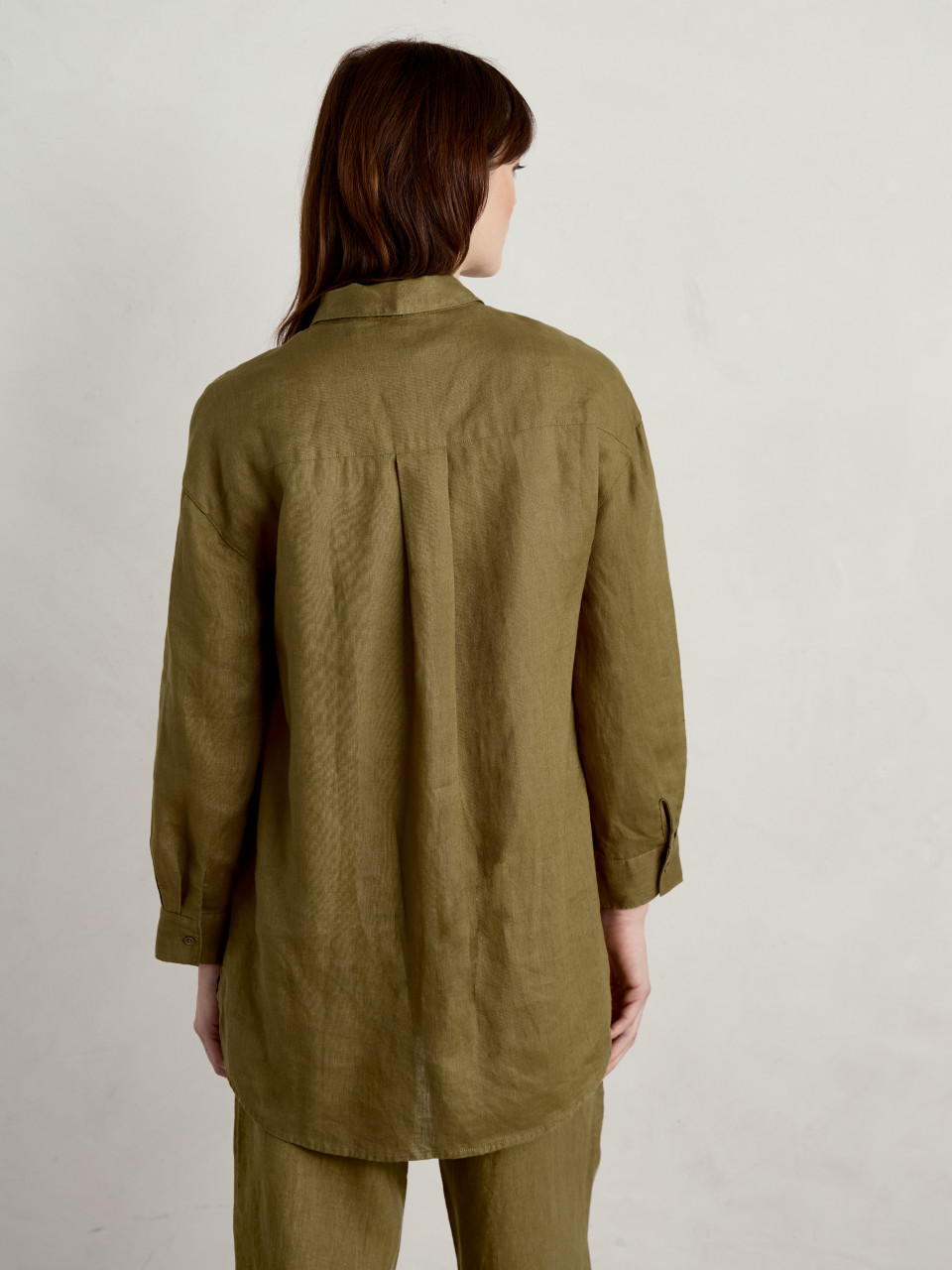 Seasalt Cornwall Beach Road Damen Bluse Oliv Grün Leinen