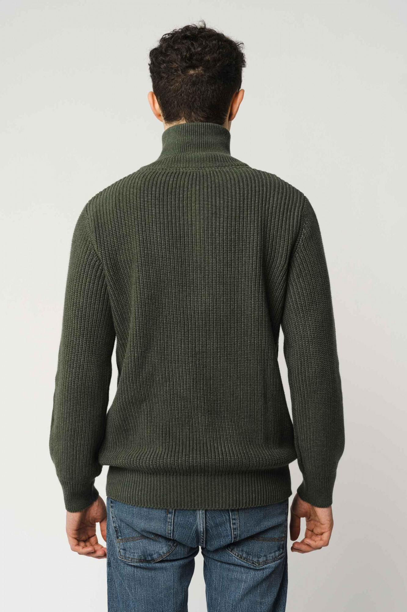 MELA Rippstrick Troyer UDAI Pullover Grün Melange Oliv Meliert Baumwolle
