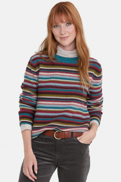 Seasalt Cornwall Carbis Jumper Damen Streifen Pullover Bunt Türkis Rot Bright Olive Shell Collector