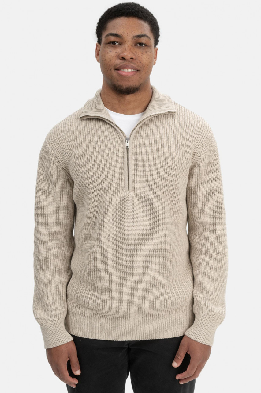 MELA Troyer UDAI Herren Pullover Beige Meliert Baumwolle GOTS Organic