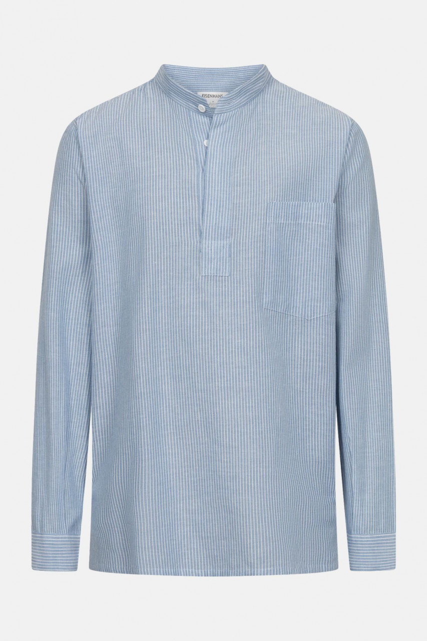 Eisenhans Fischerhemd hell-blau schmal gestreift