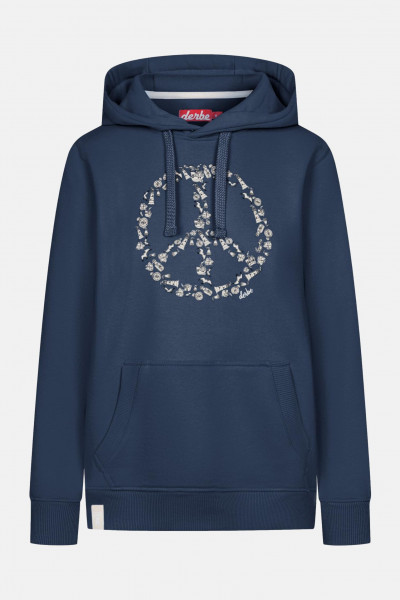 Derbe Peace Damen Hoodie Kapuzenpullover Blau Navy Derbe Peace Damen Hoodie Kapuzenpullover Blau Navy